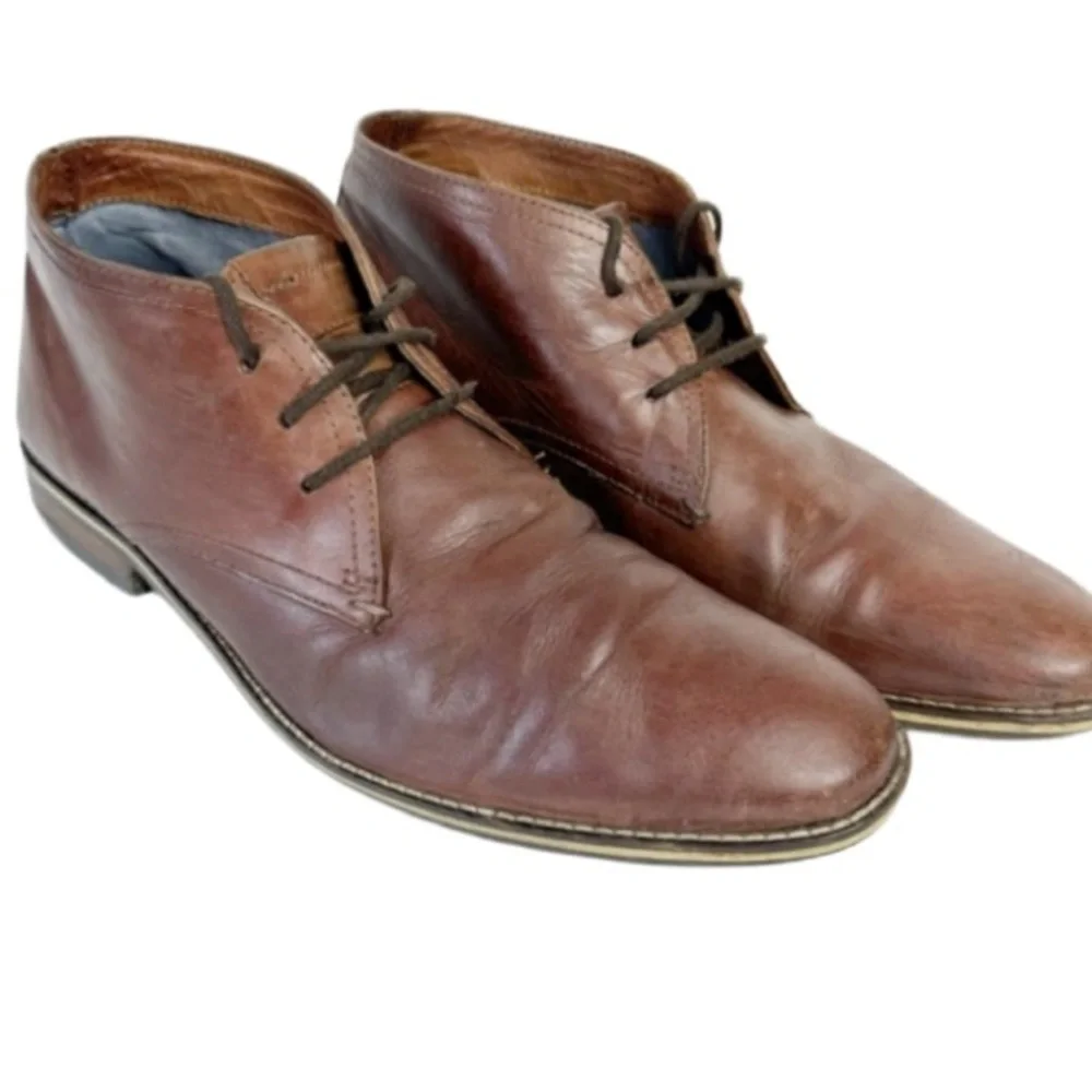 Alfani Jason Brown Leather Chukka Boots Sz 10 Business Everyday Corporate